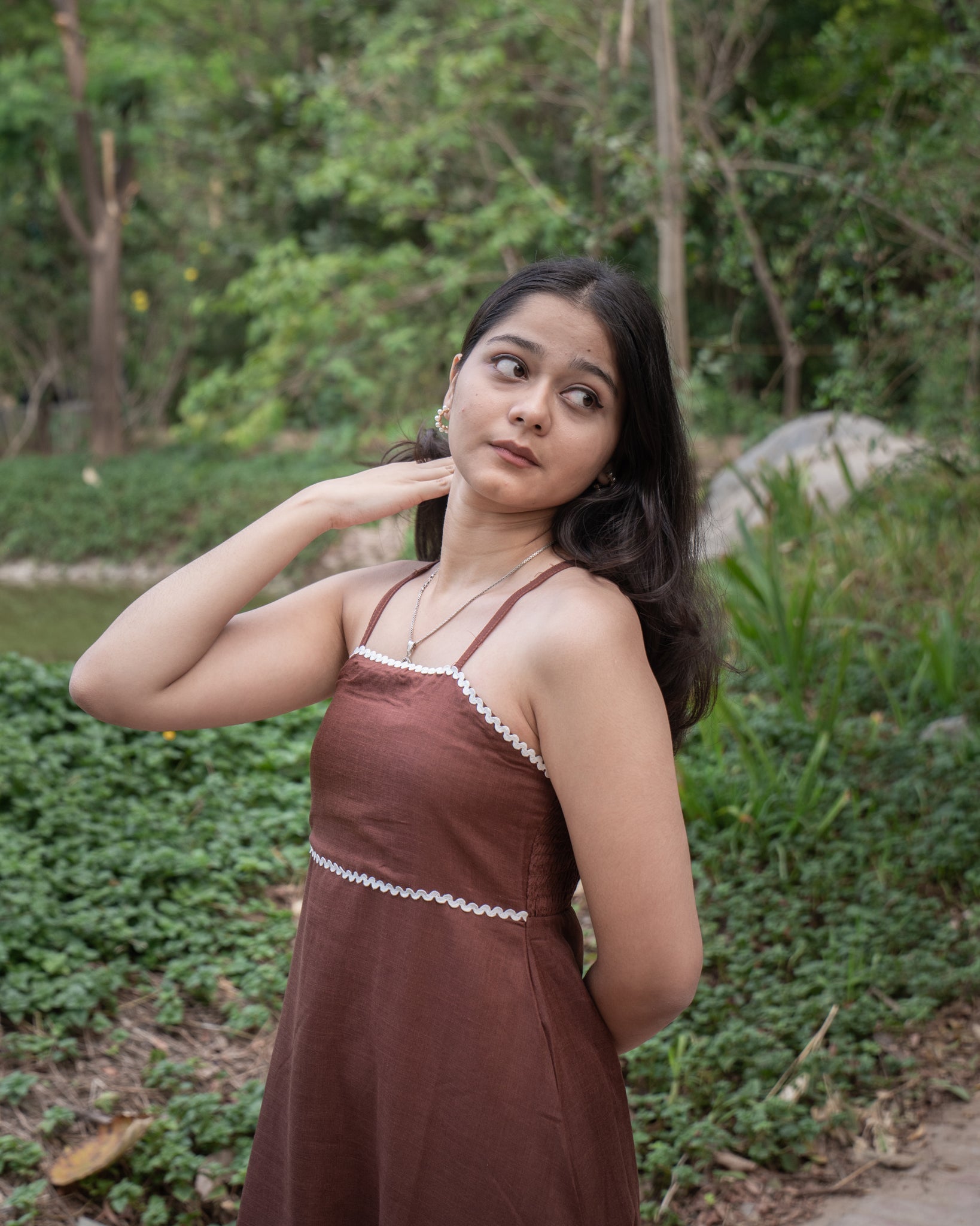 Cocoa Earth Brown Flared Dress