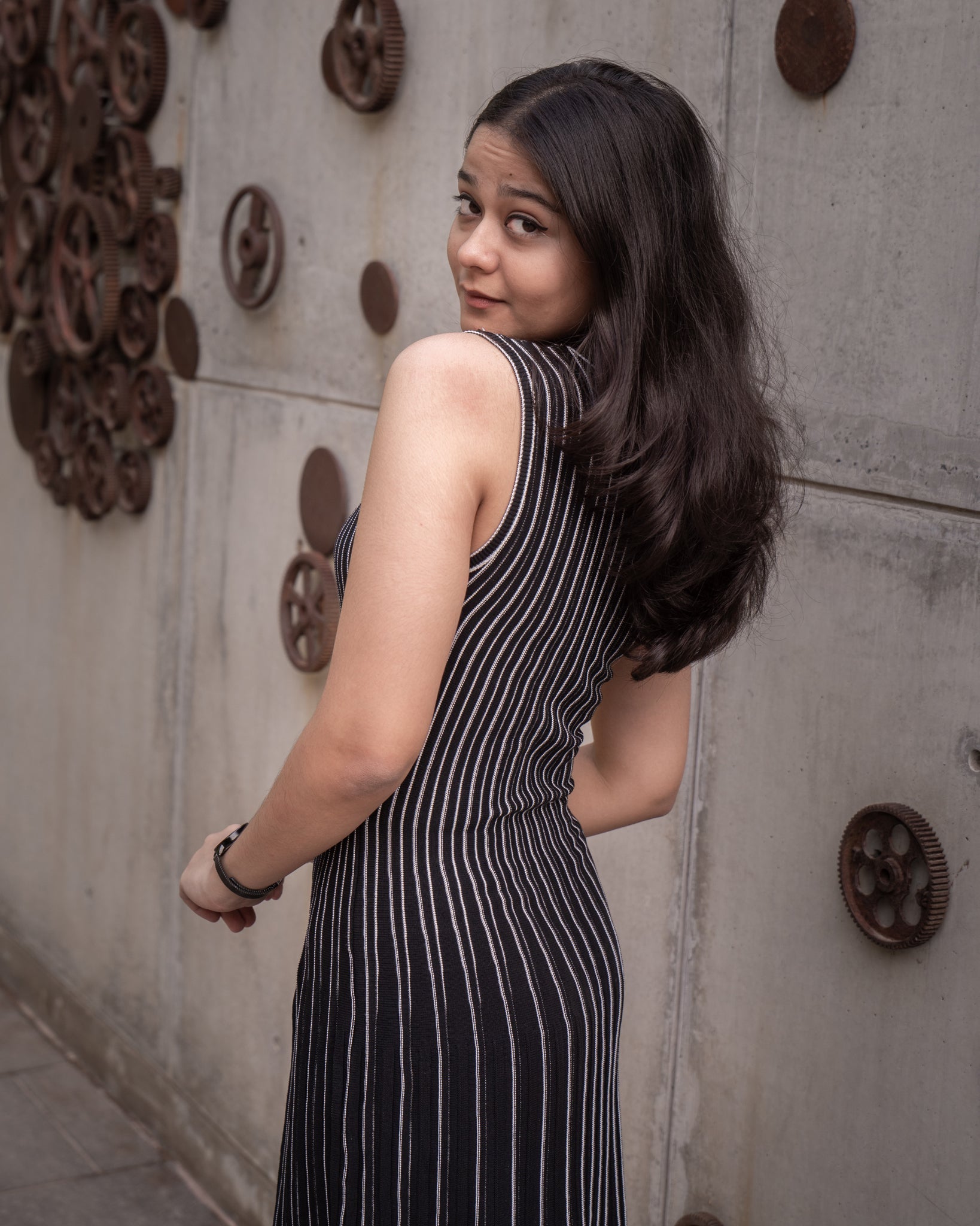 Striqa black striped dress