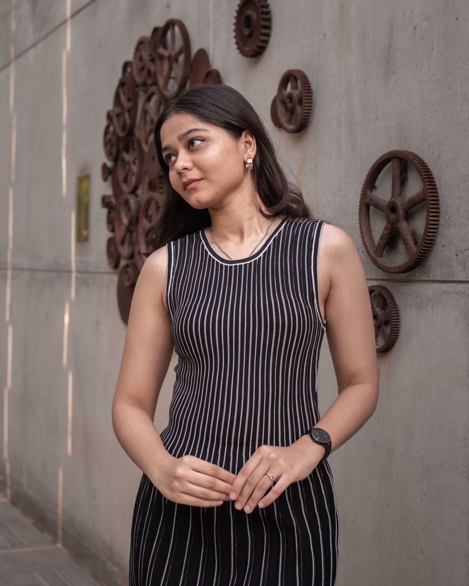 Striqa black striped dress