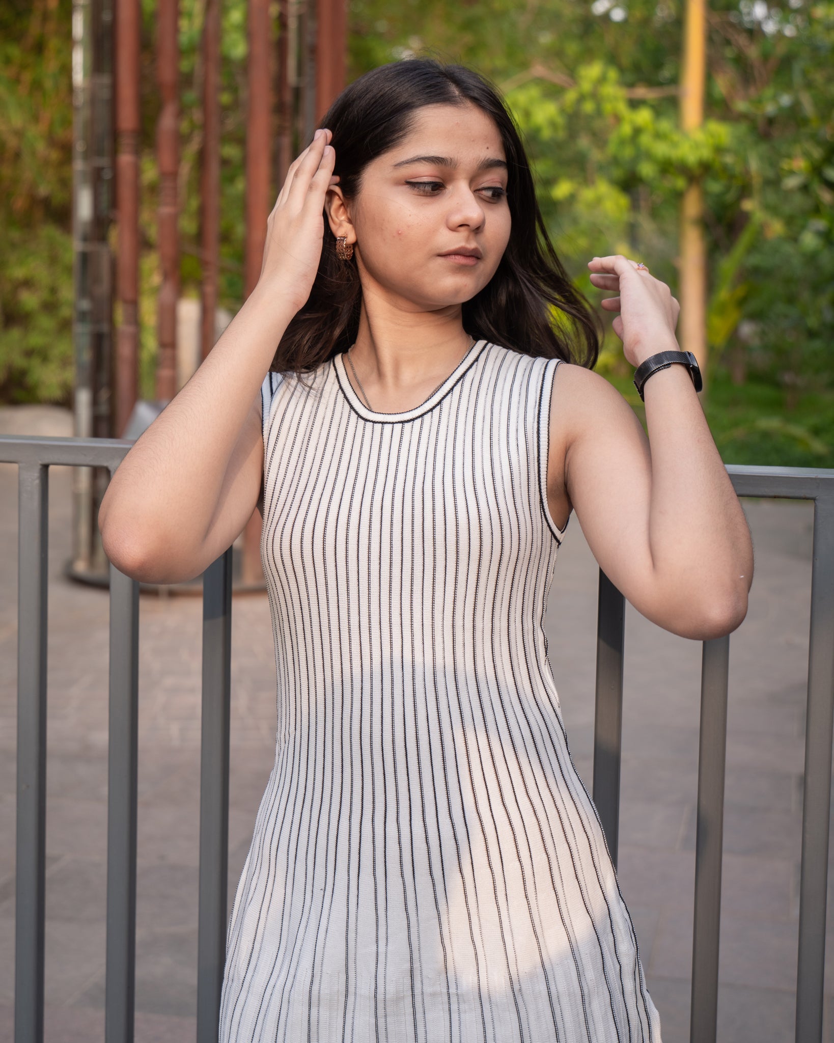 Striqa White Striped Dress