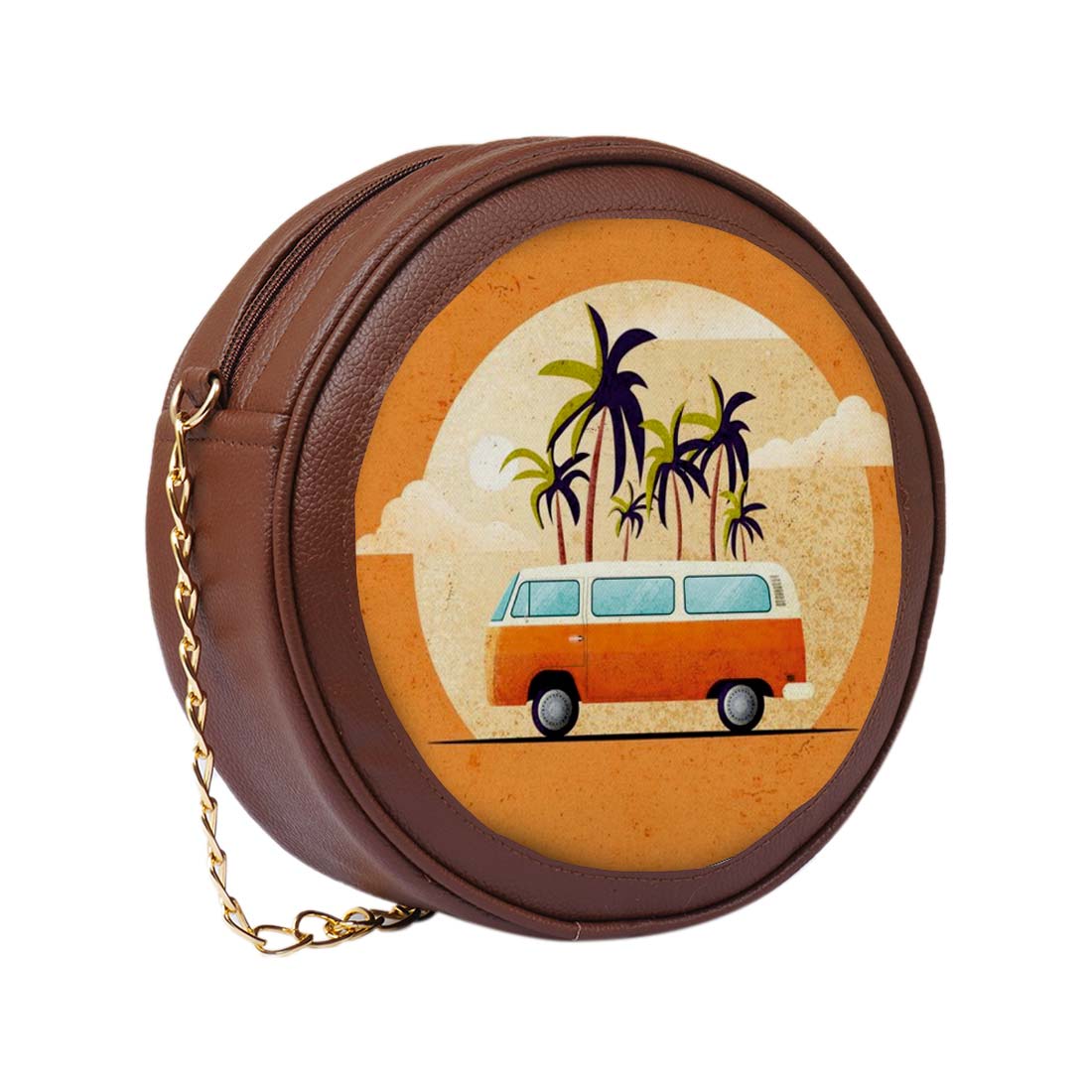 Golden Dusk Personalised Round Sling Bag