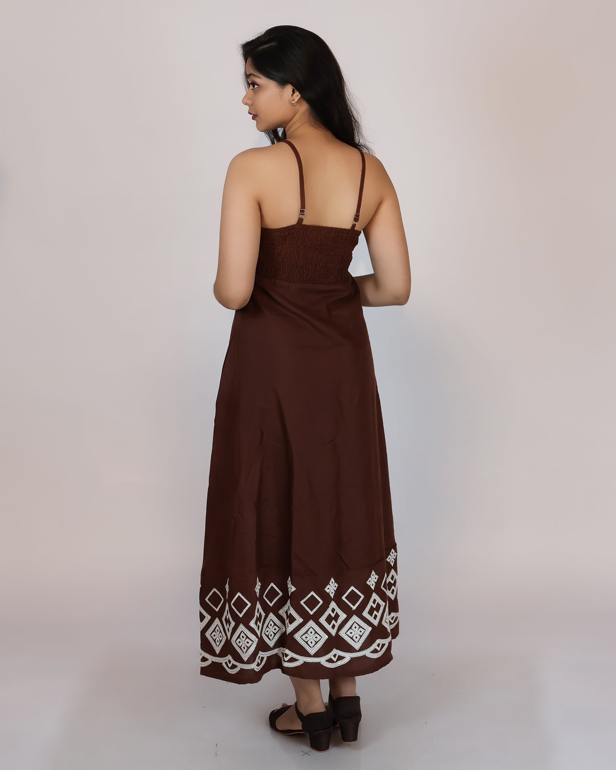 Cocoa Earth Brown Flared Dress