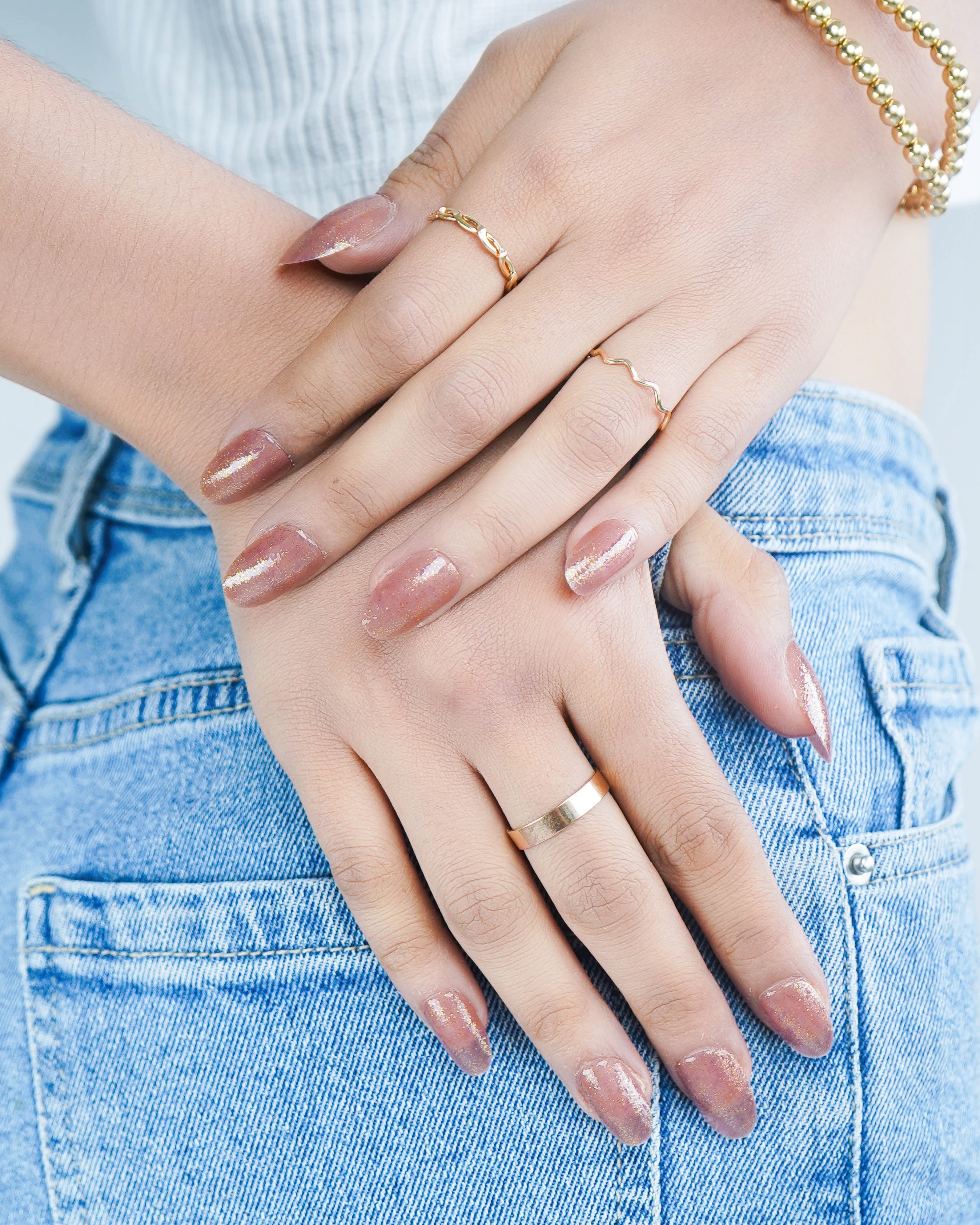Golden Hour Gleam Press On Nails