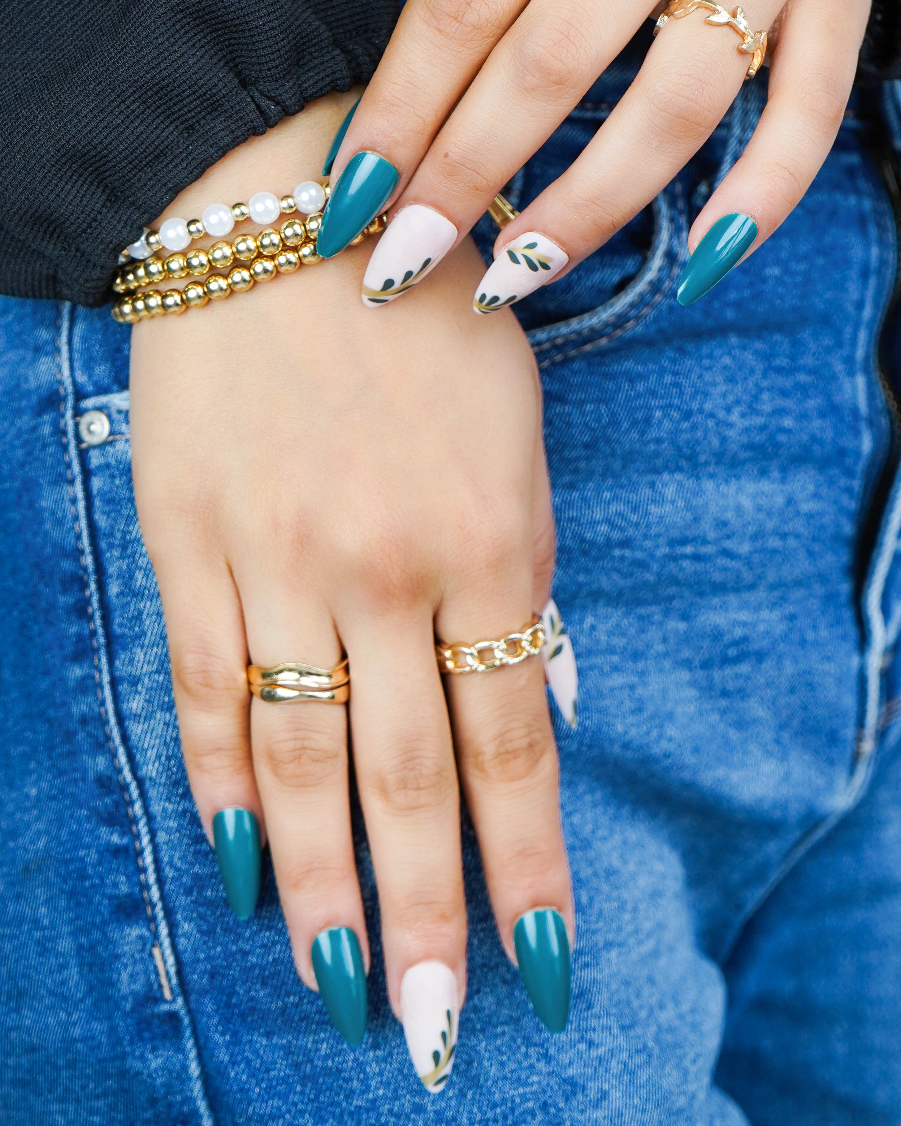 Peach Petal Vines Press On Nails