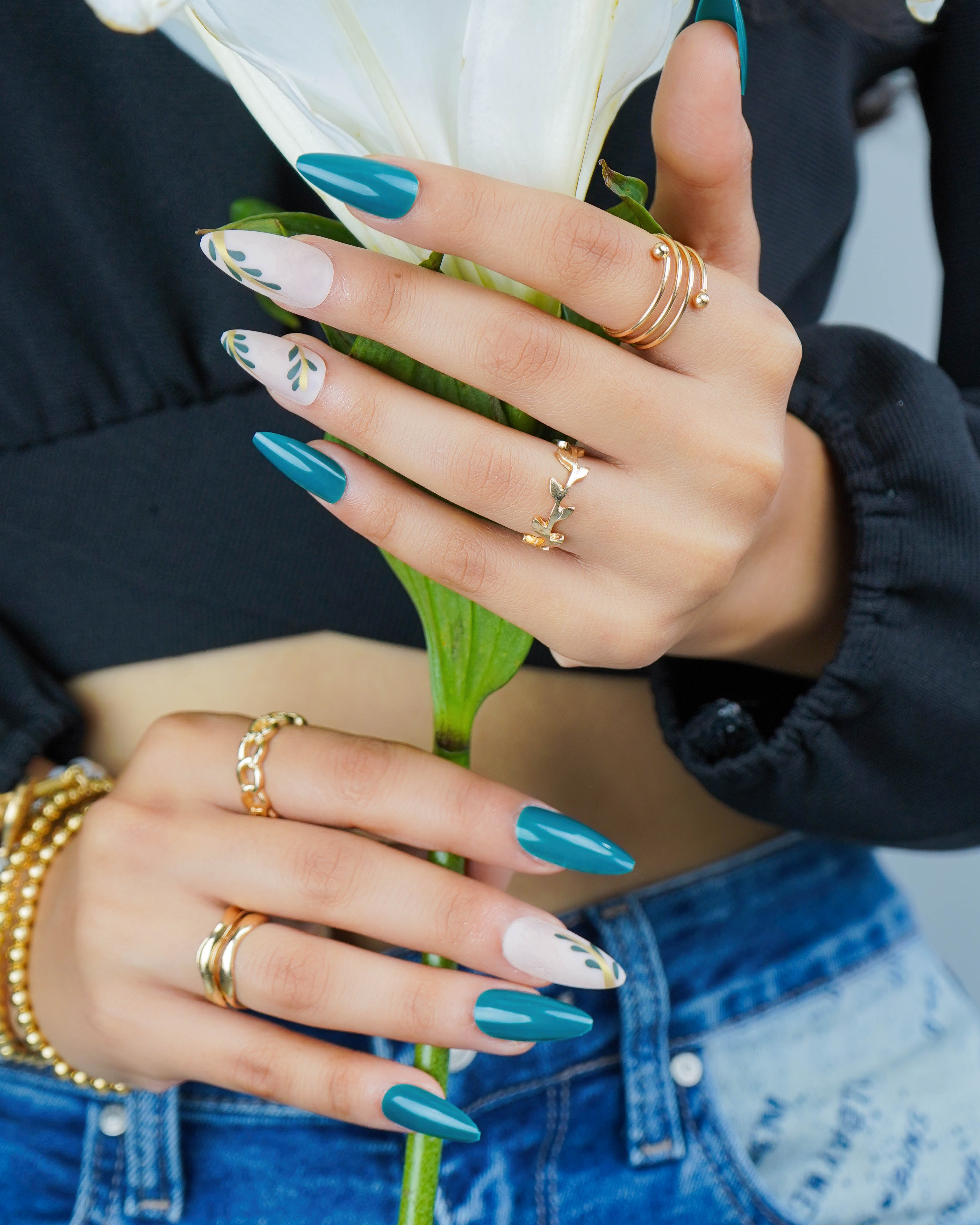 Peach Petal Vines Press On Nails