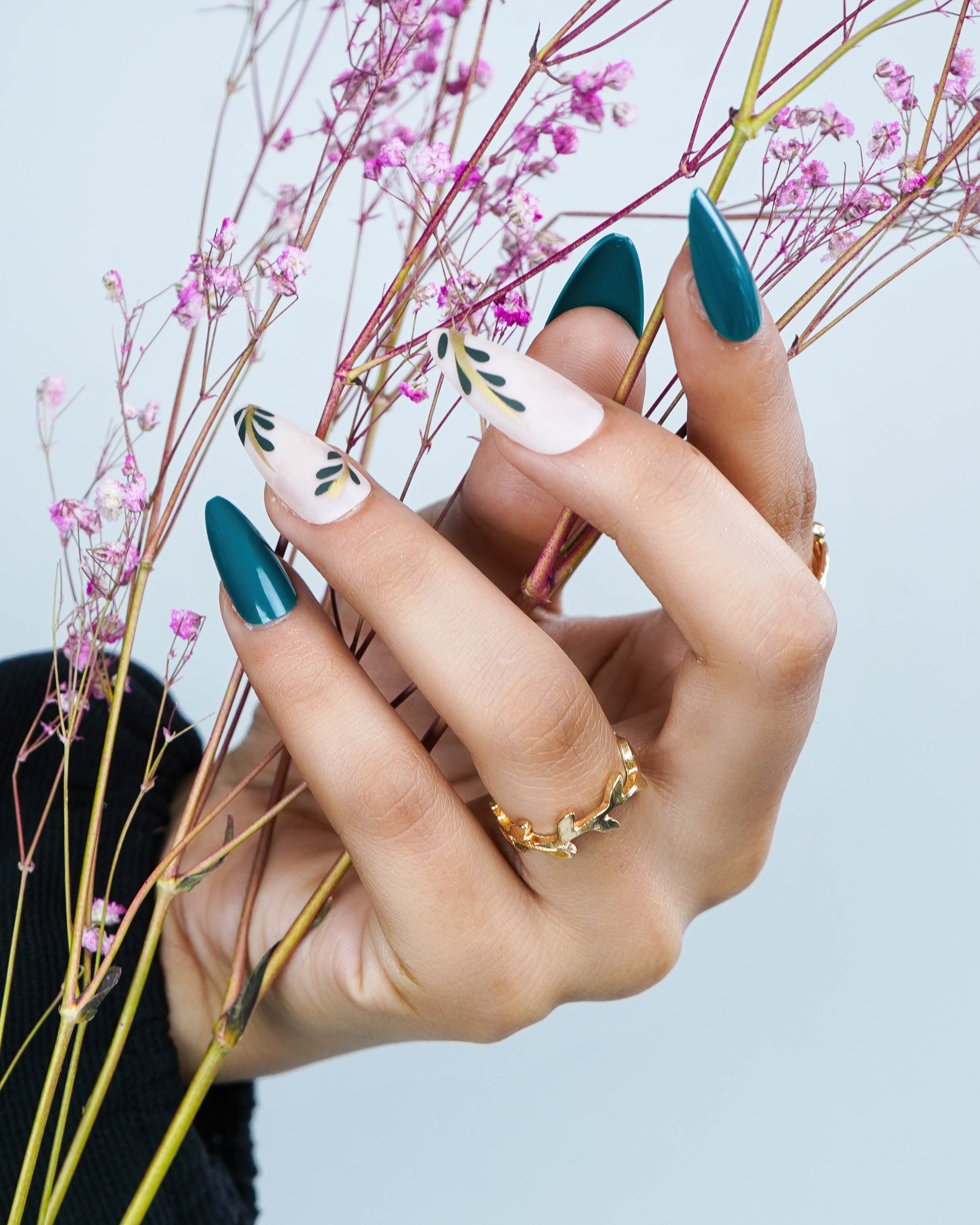 Peach Petal Vines Press On Nails