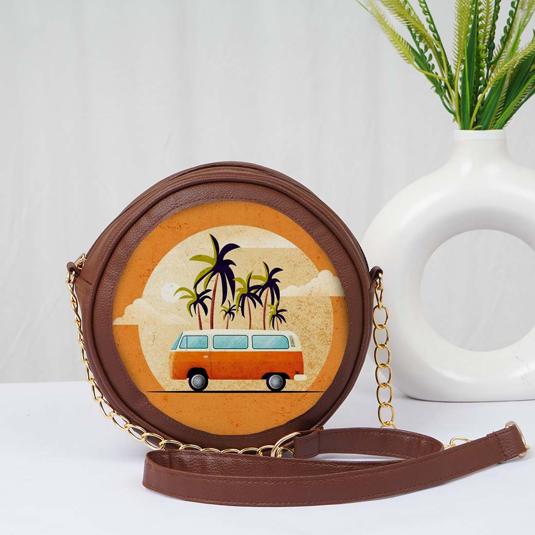 Golden Dusk Personalised Round Sling Bag