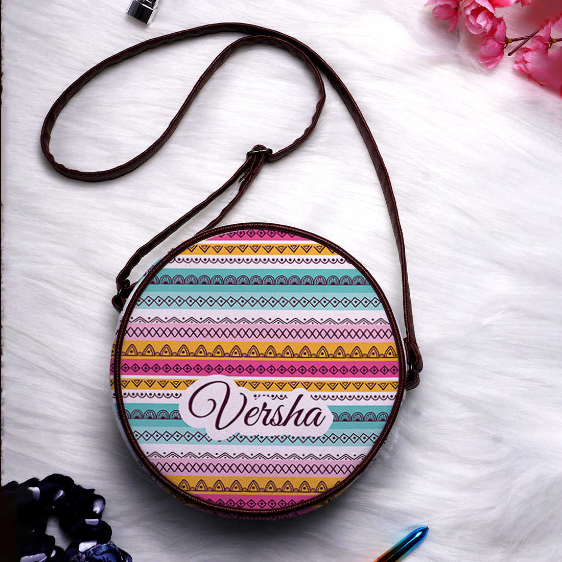 Lush Femme Boho Printed Round Sling Bag
