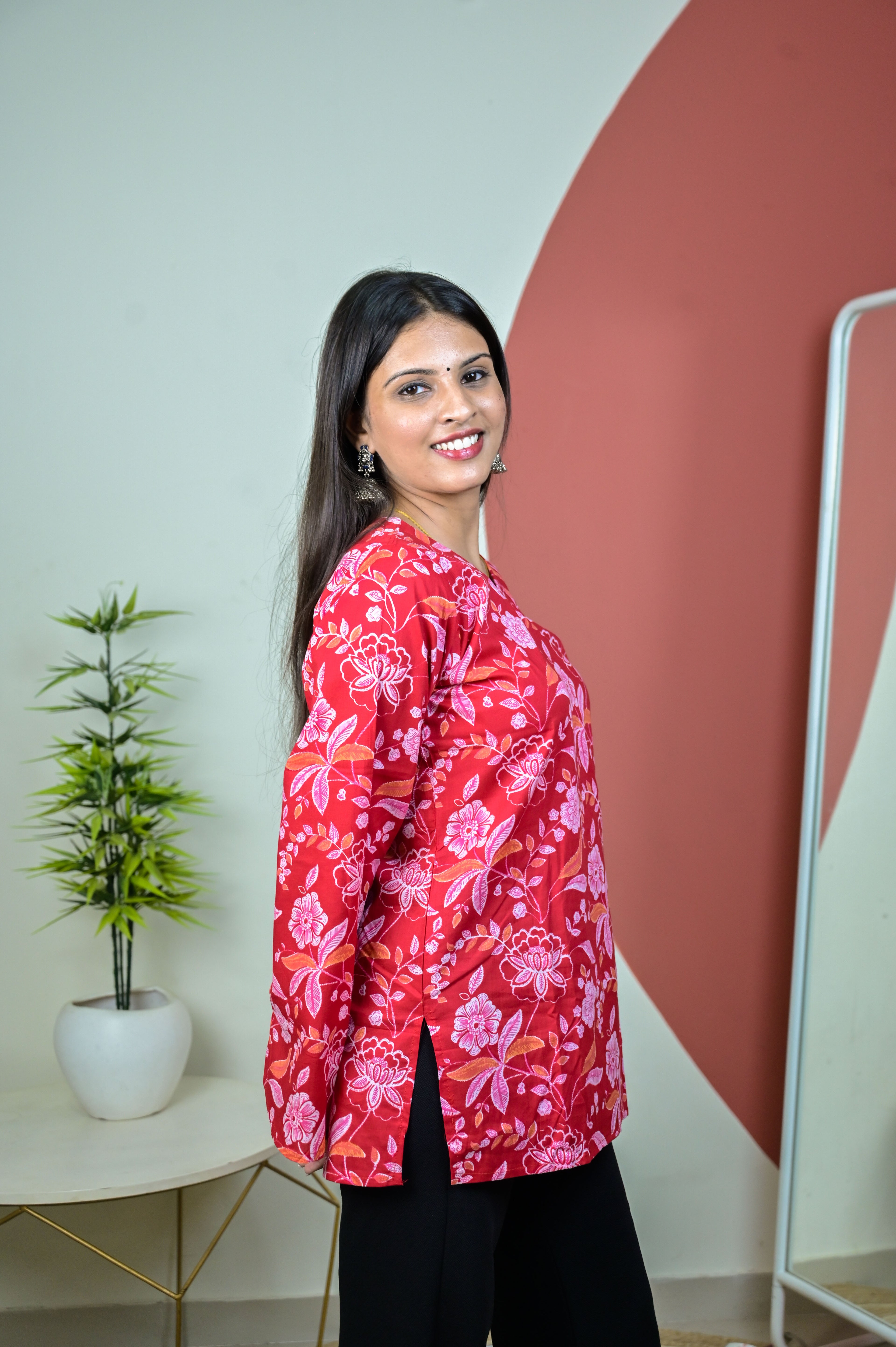 Red Bell Sleeve Kurti