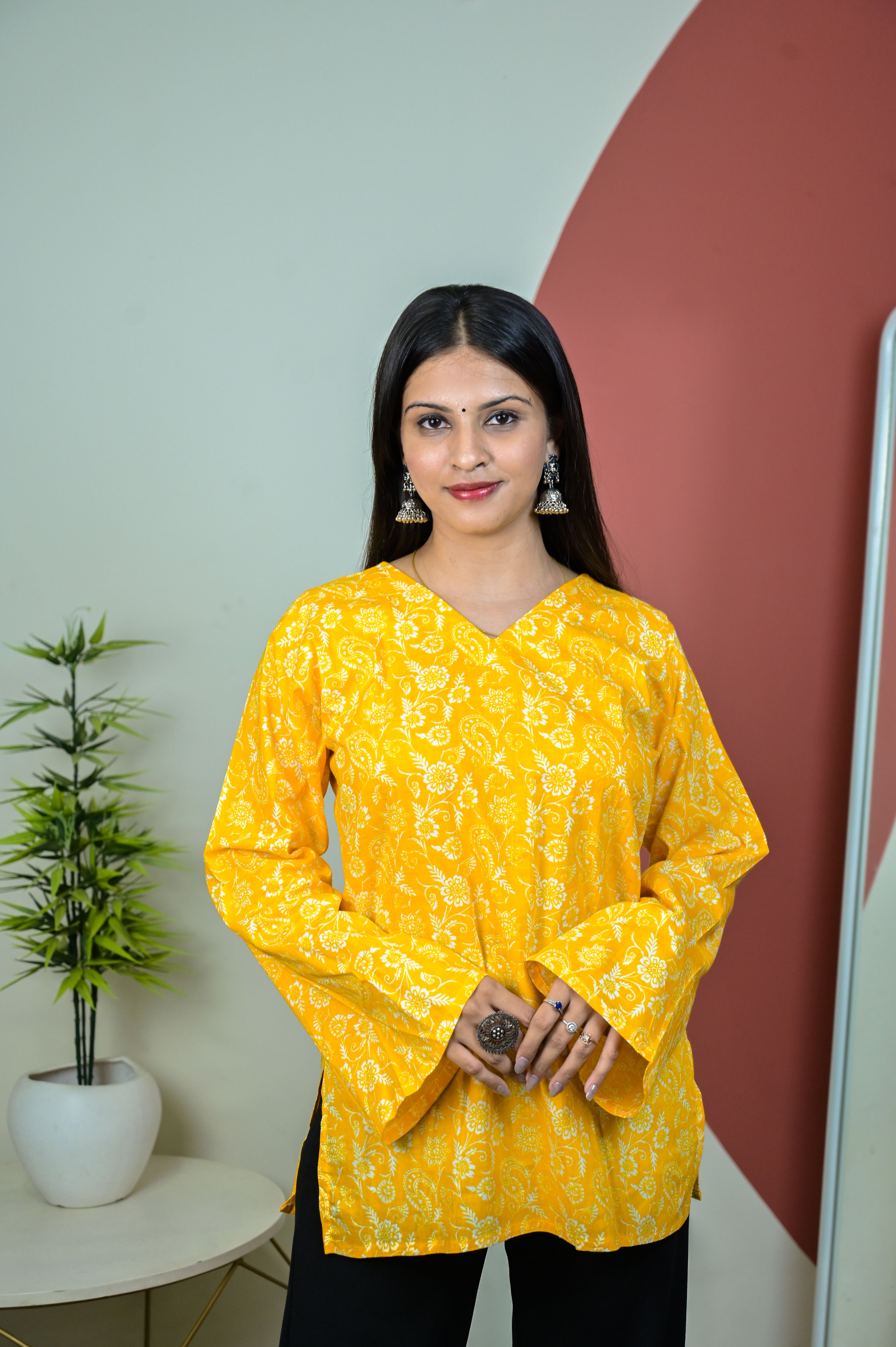 Yellow Bell Sleeve Kurti