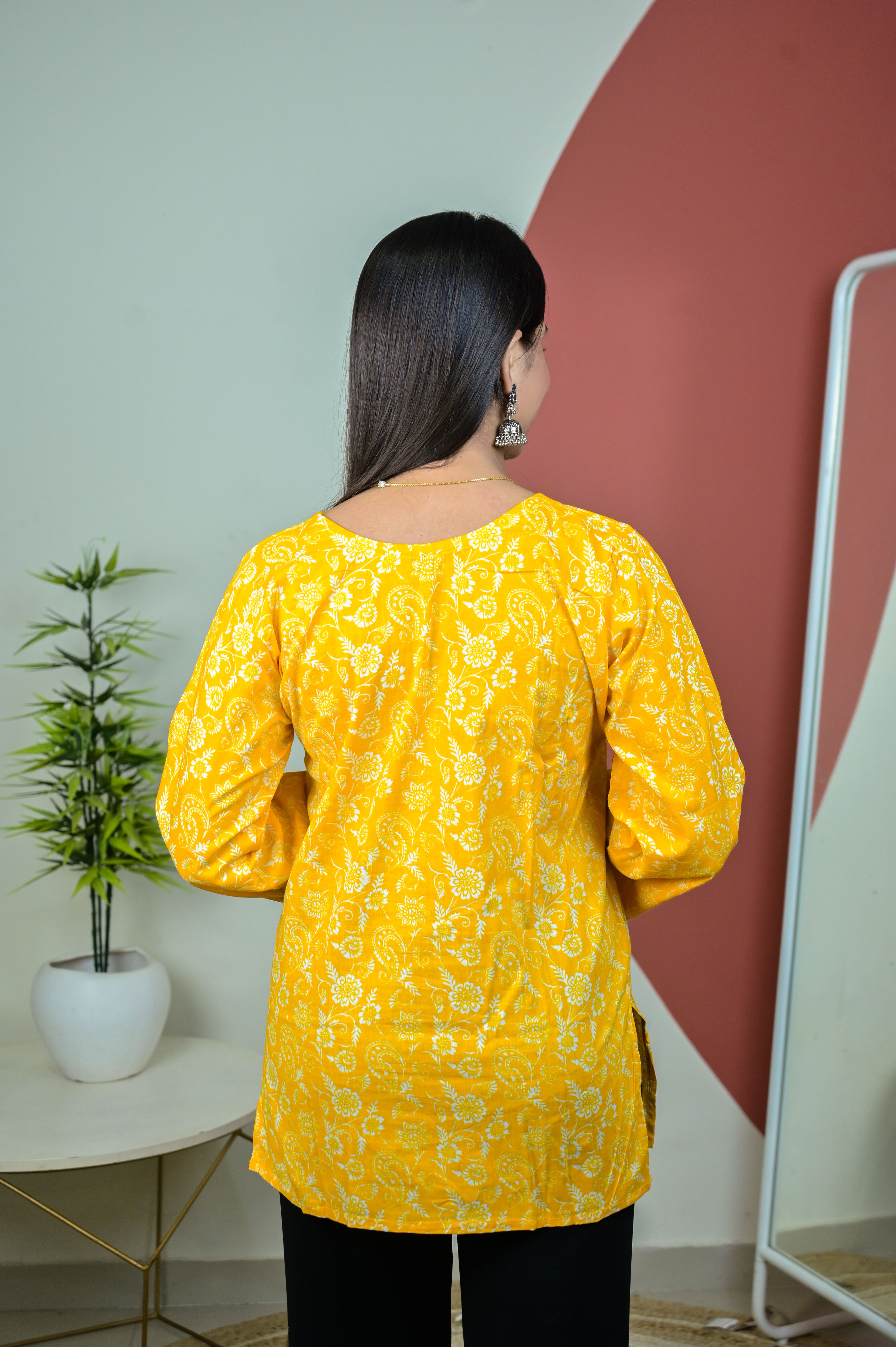 Yellow Bell Sleeve Kurti