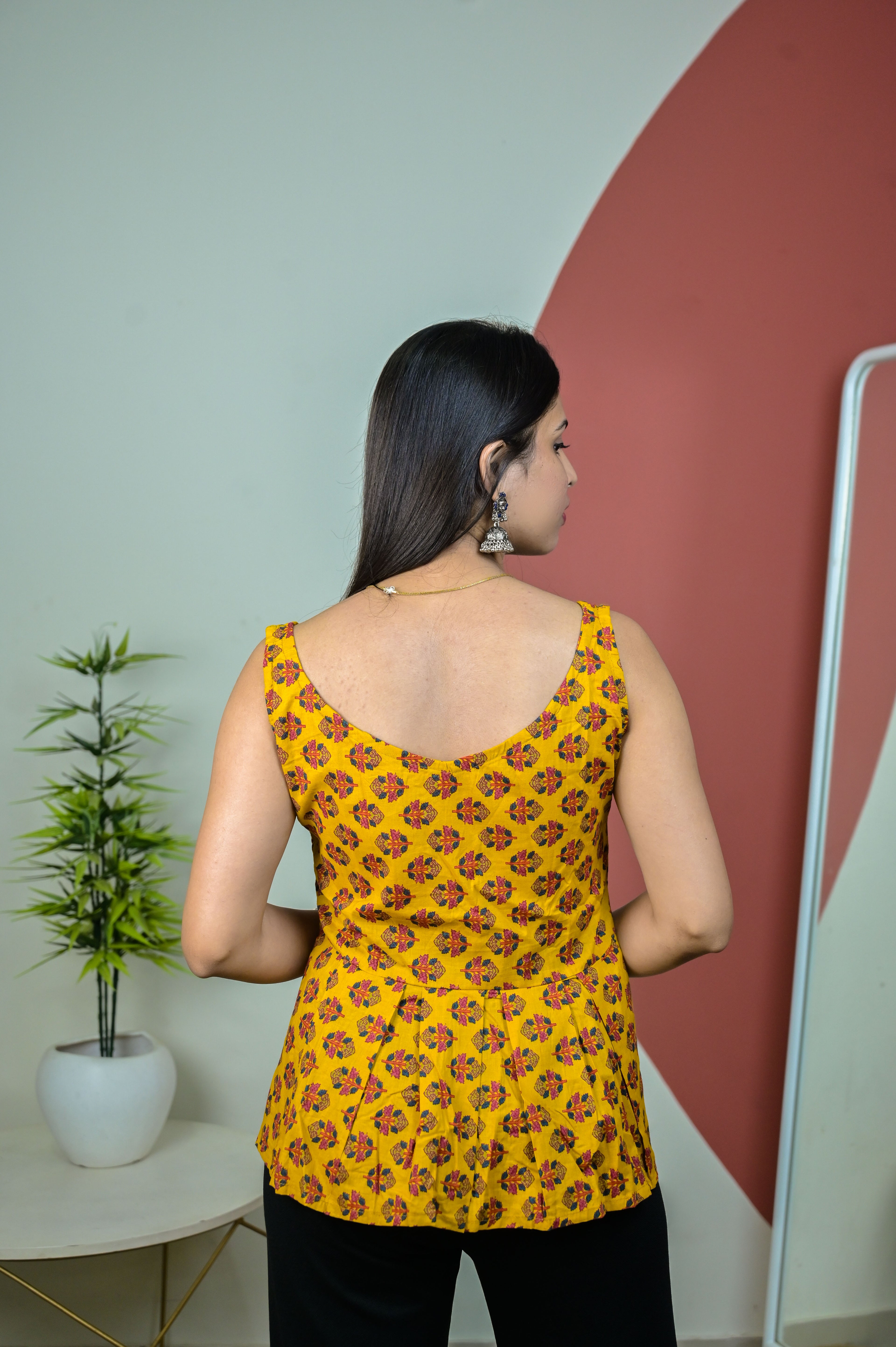 Mustard Yellow Anarkali Short Kurti