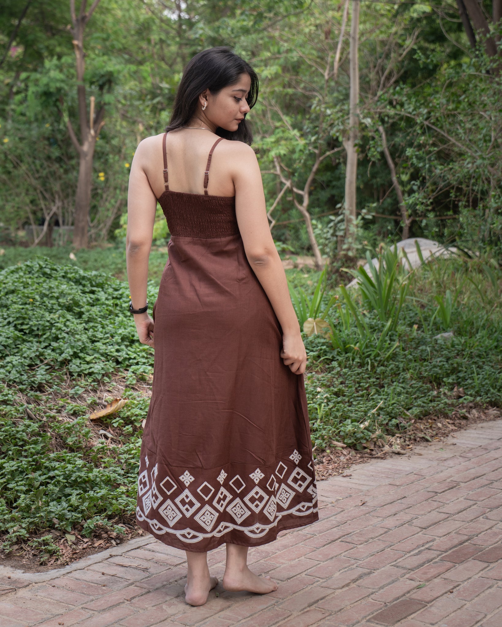 Cocoa Earth Brown Flared Dress