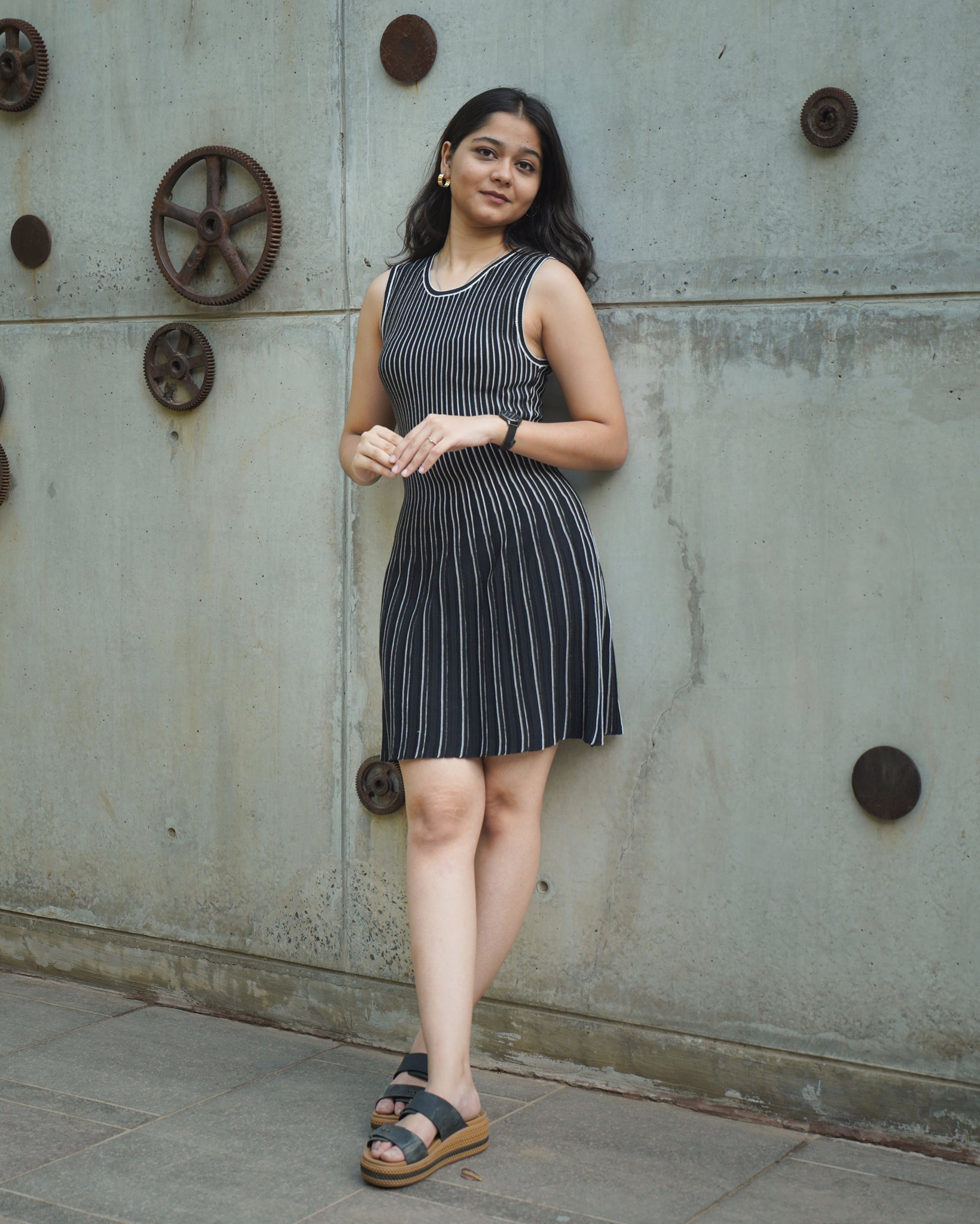 Striqa black striped dress