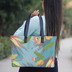 Sage Luxe Tropical Print Office Bag