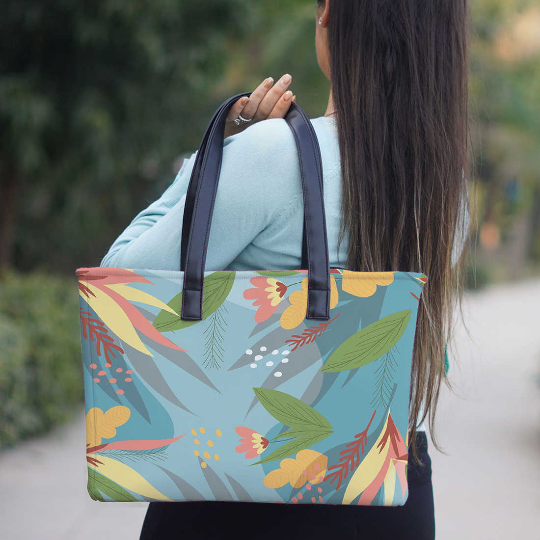 Sage Luxe Tropical Print Office Bag