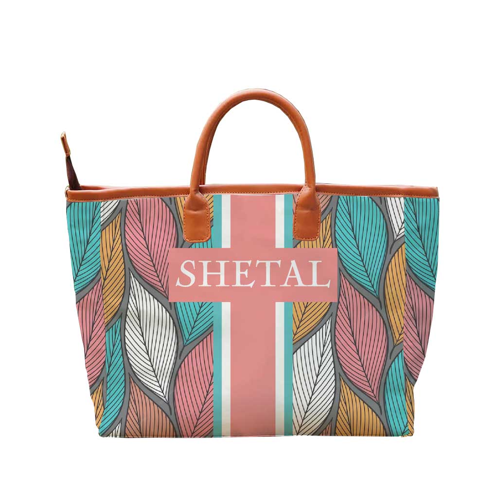 Lush Fern Leafs Printed Personalised Luna Handbag