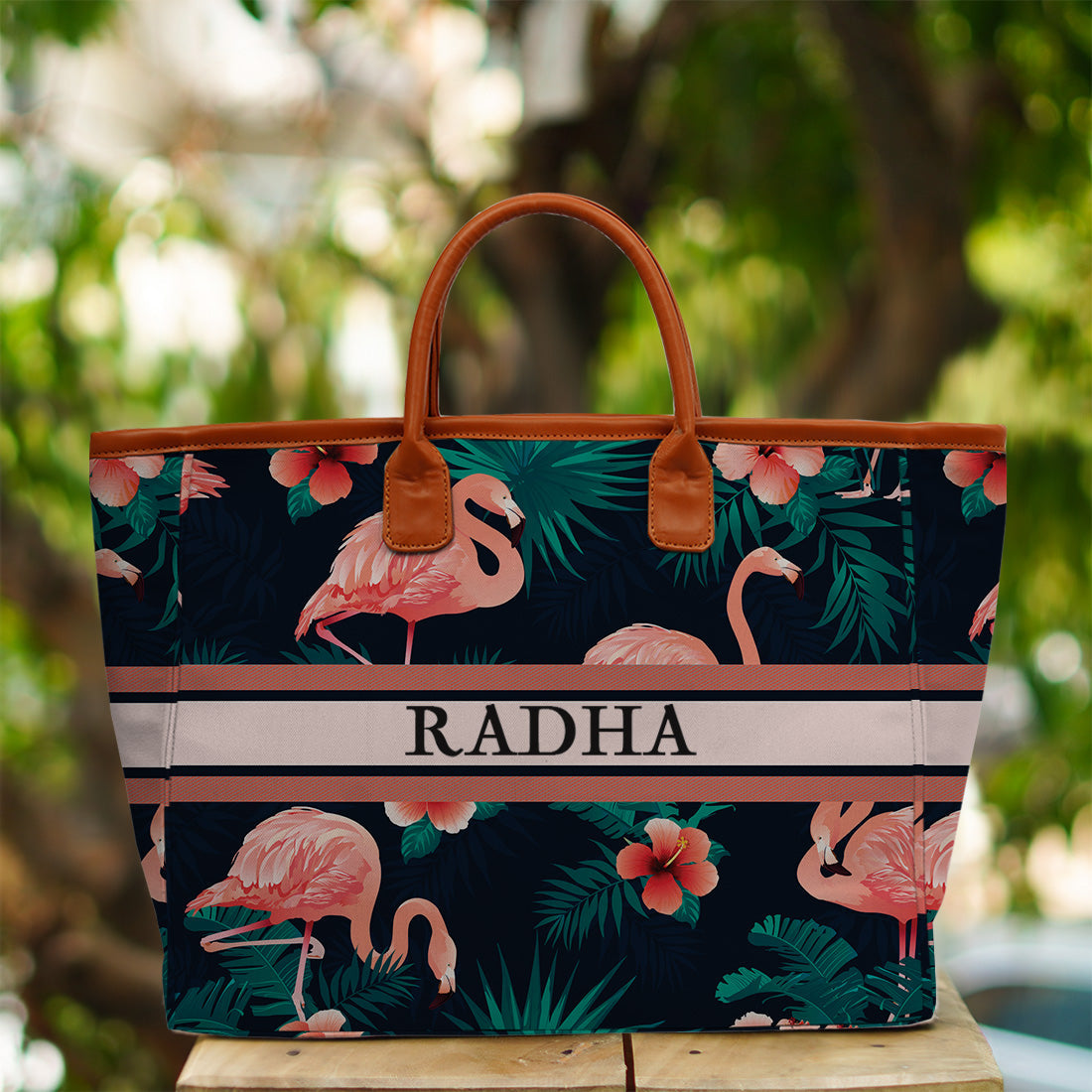 Flamingo Printed Luna Handbag