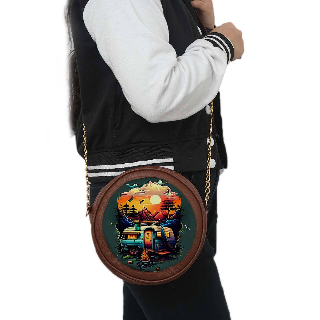 Serene Escape Personalised Round Sling Bag