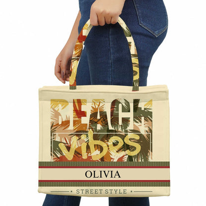 Beach Vibes Personalized Tote Handbag