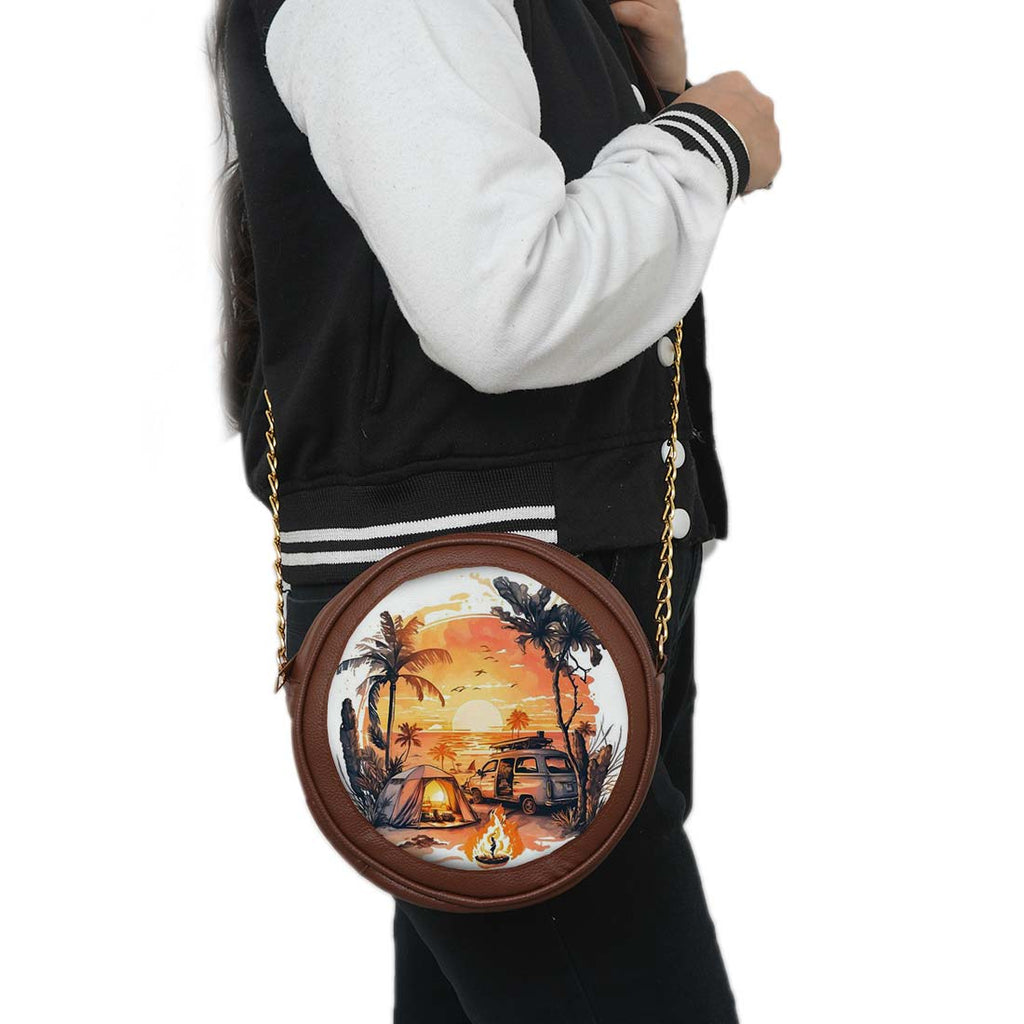 Wanderlust Personalised Stylish Round Sling Bag
