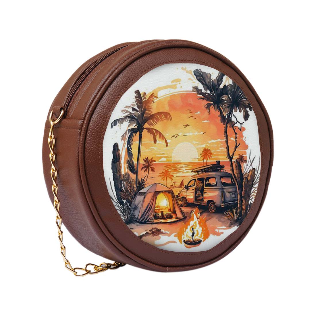 Wanderlust Personalised Stylish Round Sling Bag
