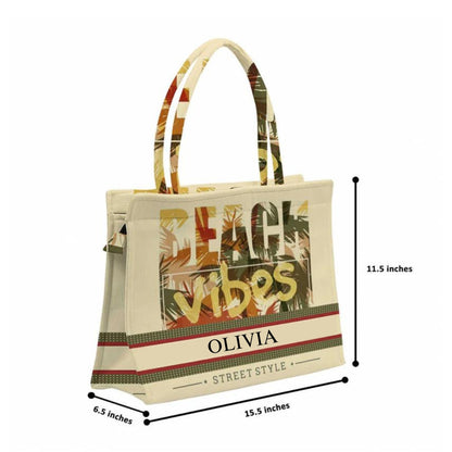 Beach Vibes Personalized Tote Handbag
