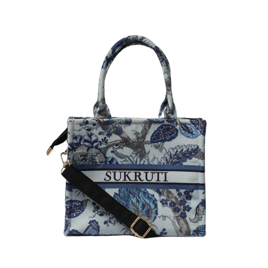 Personalised Blue Floral Printed Sling Bag