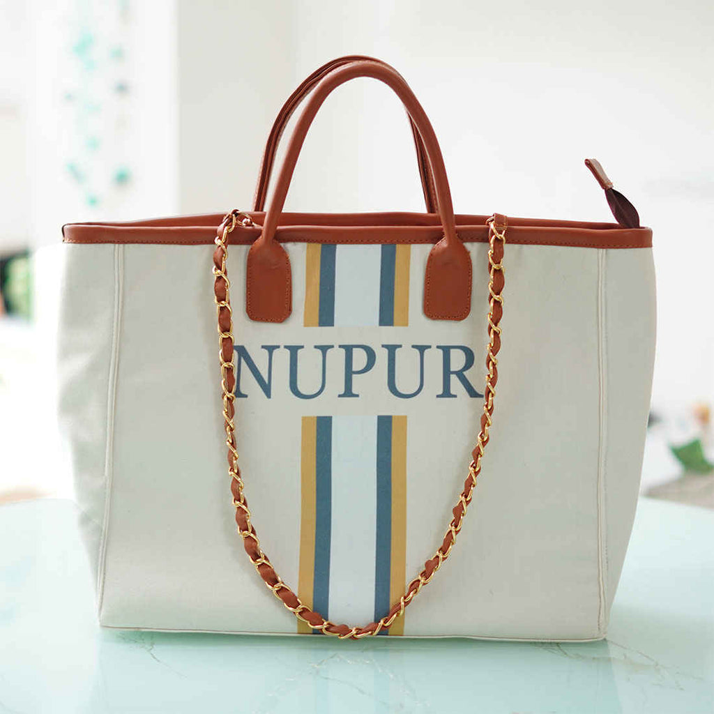 Coastal Stripe Personalised Luna Handbag