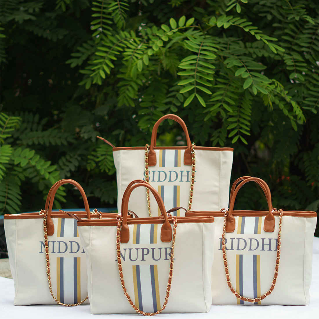 Coastal Stripe Personalised Luna Handbag
