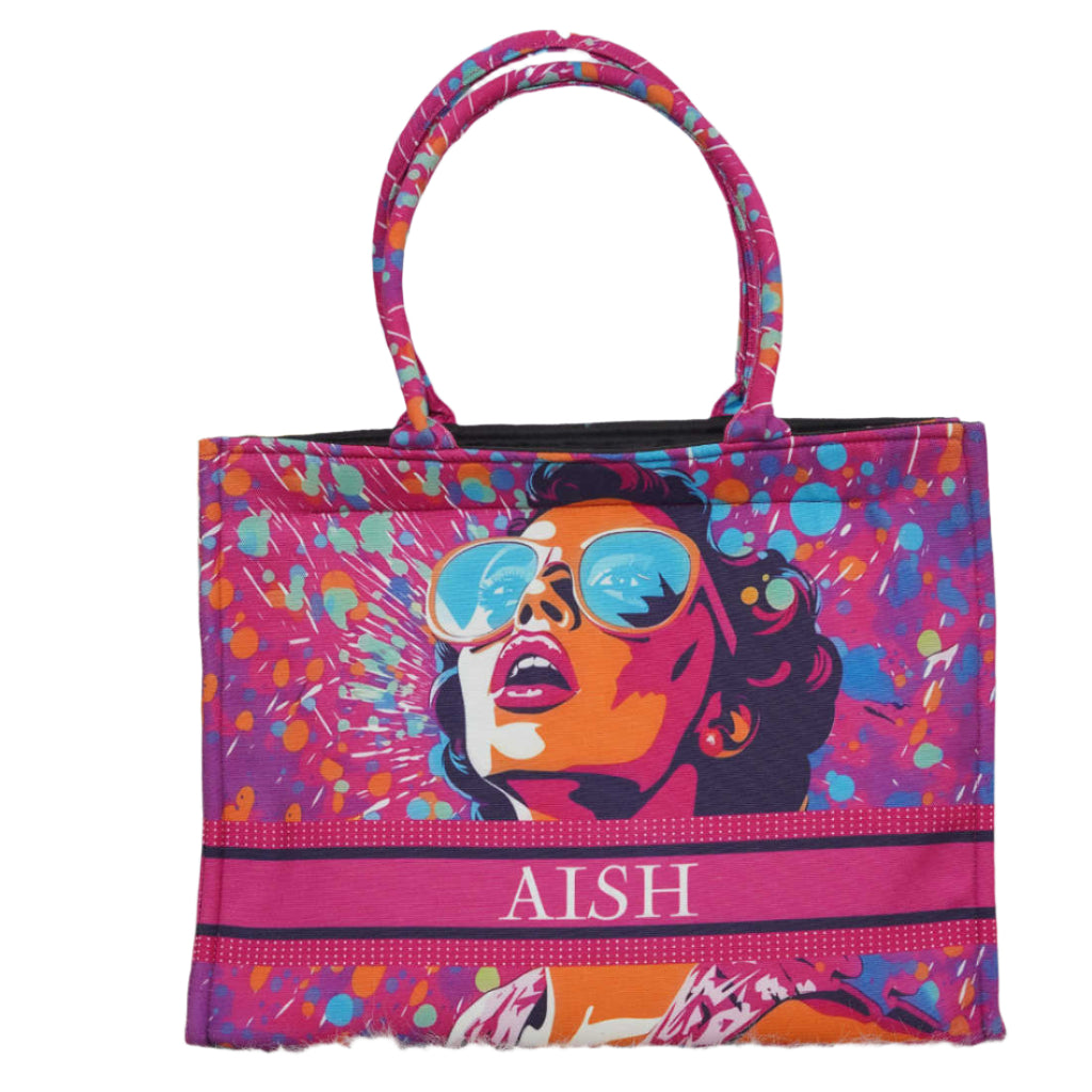 Artsy Aura Girl with Attitude Printed Box Tote Bag