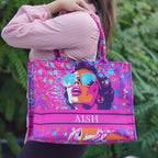 Artsy Aura Girl with Attitude Printed Box Tote Bag