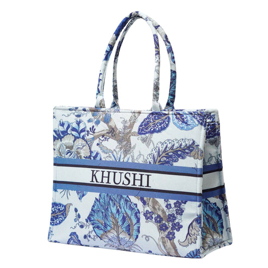 Blue Floral Box Tote