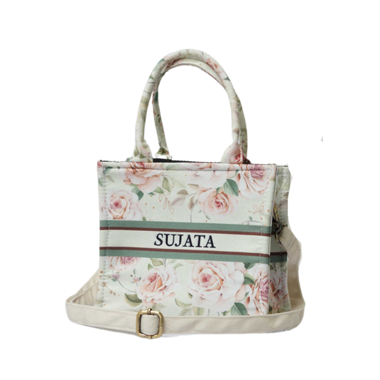 Personalised Pink Floral Printed Sling Bag