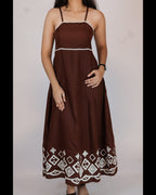 Cocoa Earth Brown Flared Dress