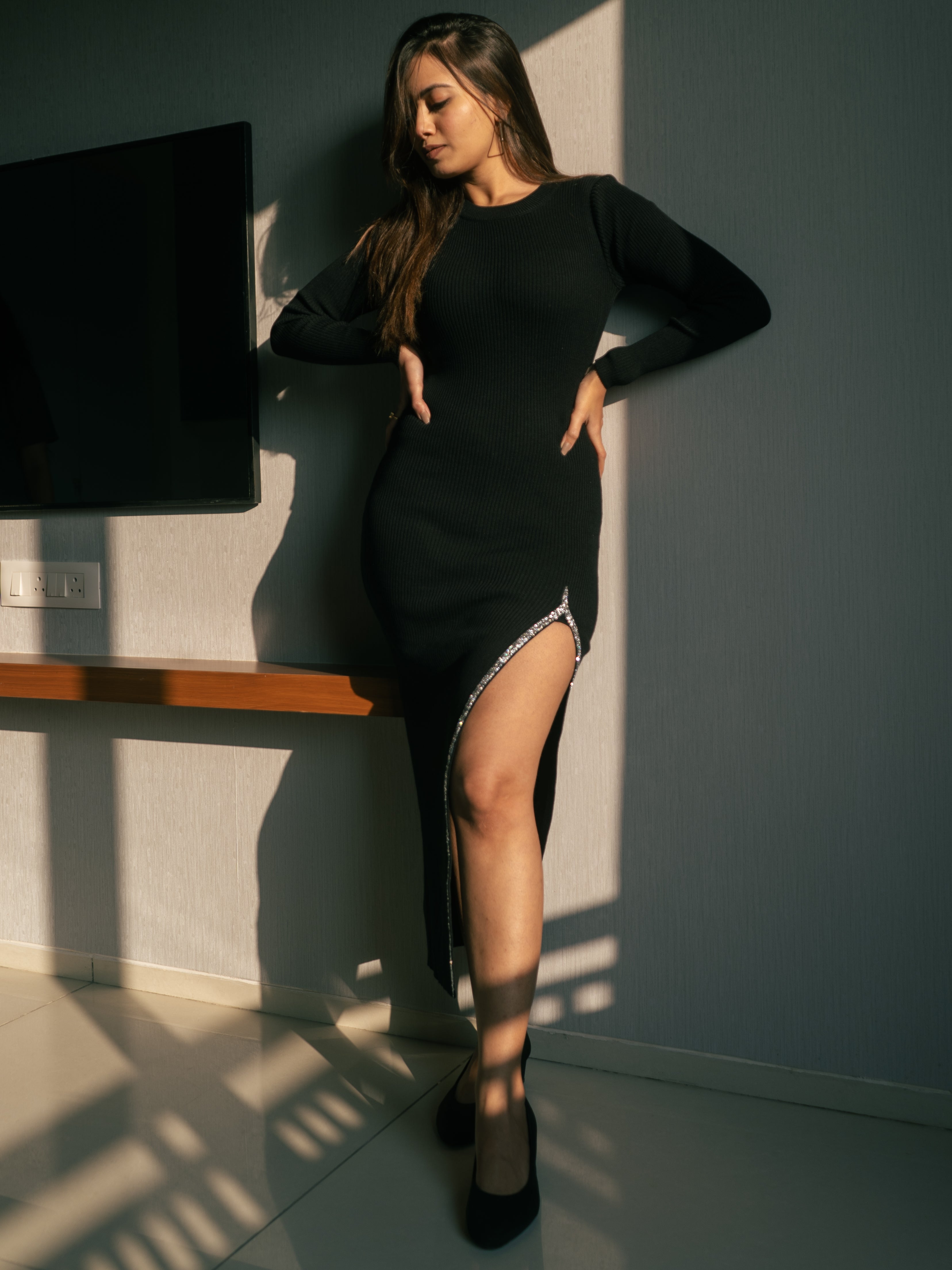 Black Slit Dress