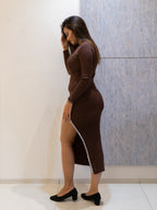 Brown Slit Dress