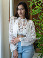 White Hollow Out Tie Backless Beach Halter Crochet Top