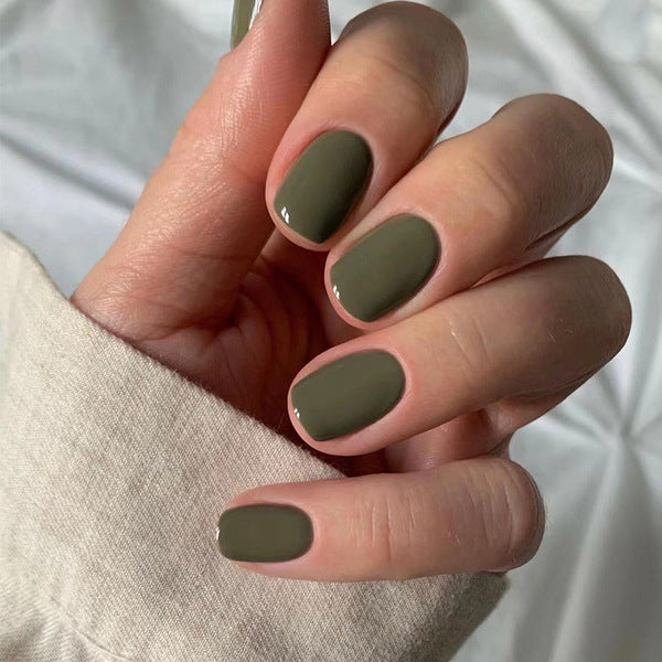 Nude Muse Dark Olive Green Press On Nails