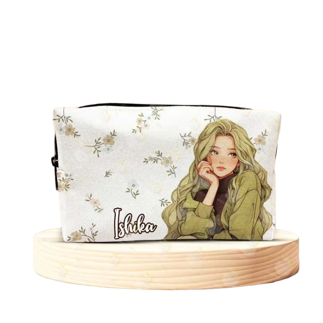 Poise Personalised Floral Printed Make Up Pouch