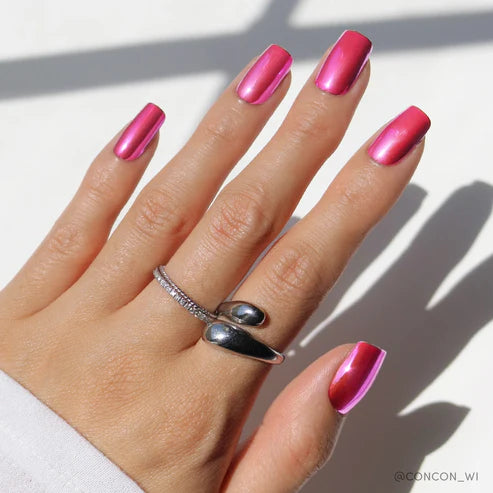 Pink Chrome Press On Nails