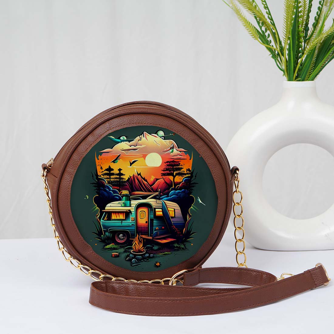 Serene Escape Personalised Round Sling Bag