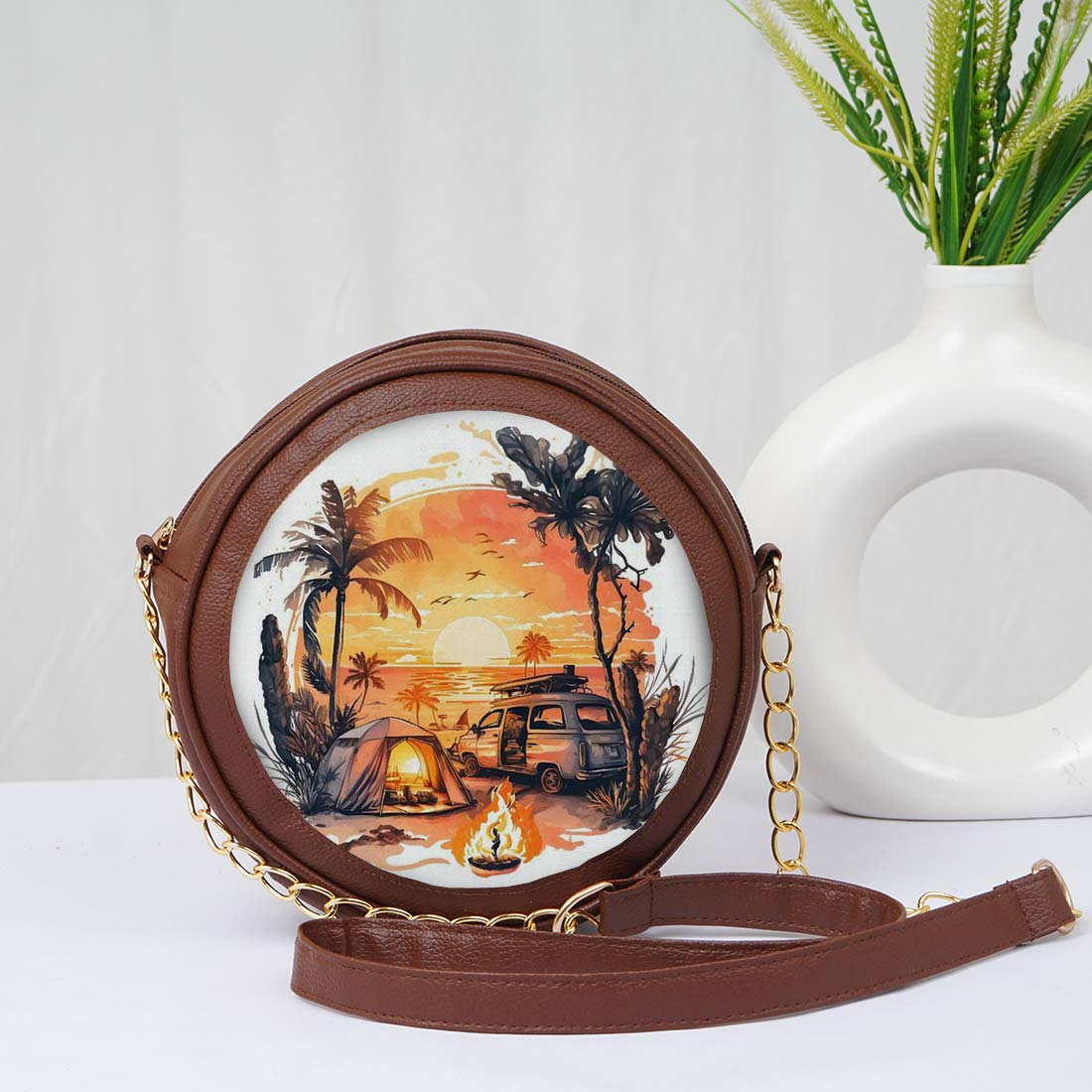 Wanderlust Personalised Stylish Round Sling Bag