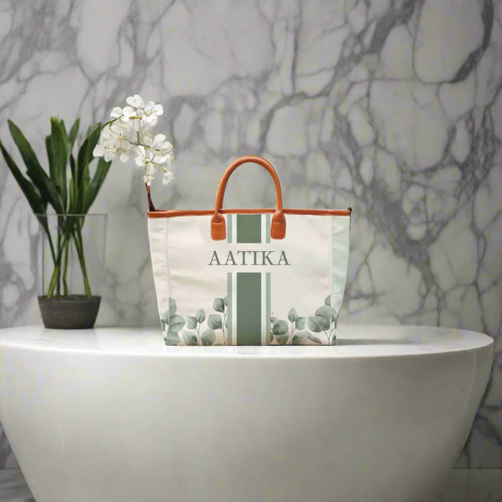 Verdant Luxe Floral Printed Personalised Luna Handbag