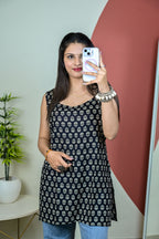 Black Deep Back Sleeveless Kurti