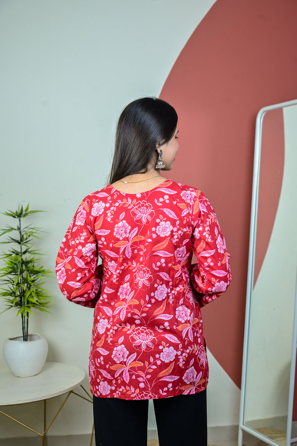 Red Bell Sleeve Kurti