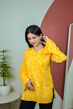 Yellow Bell Sleeve Kurti