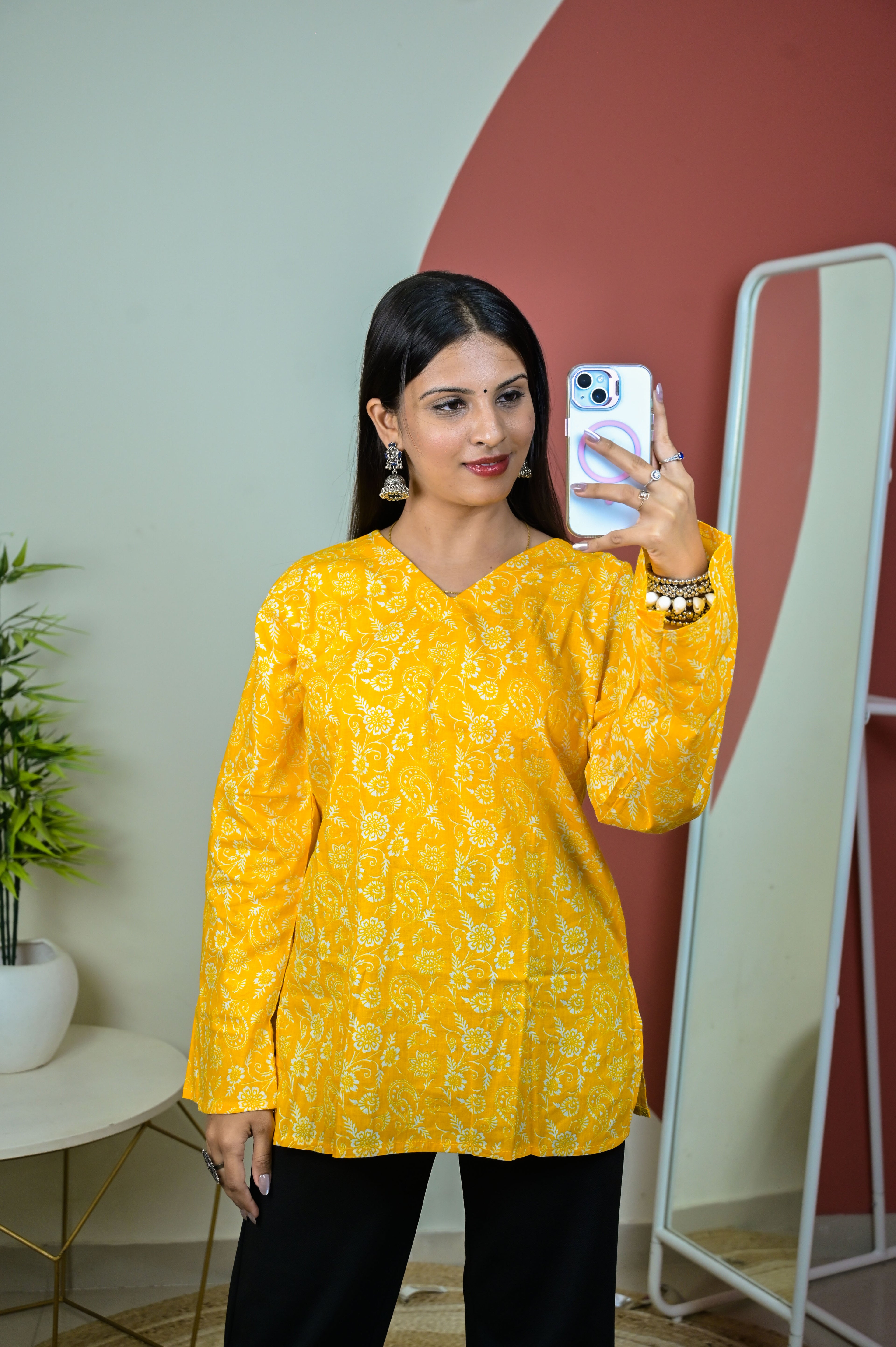 Yellow Bell Sleeve Kurti