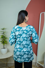 Green 3/4th Sleeve Short Kurti