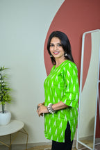 Light Green 3/4th Sleeve Short Kurti